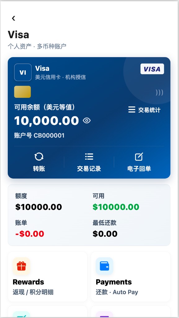 VISA信用卡权益示意